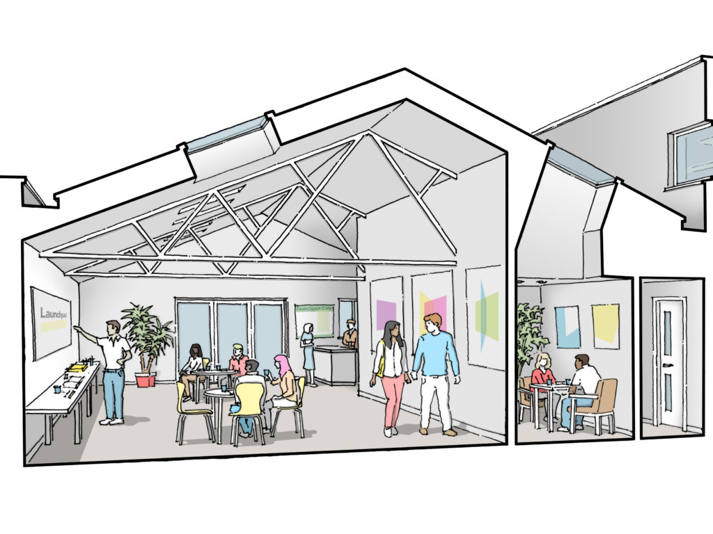 Architectural drawing of Launchpad 135 our life and skills centre