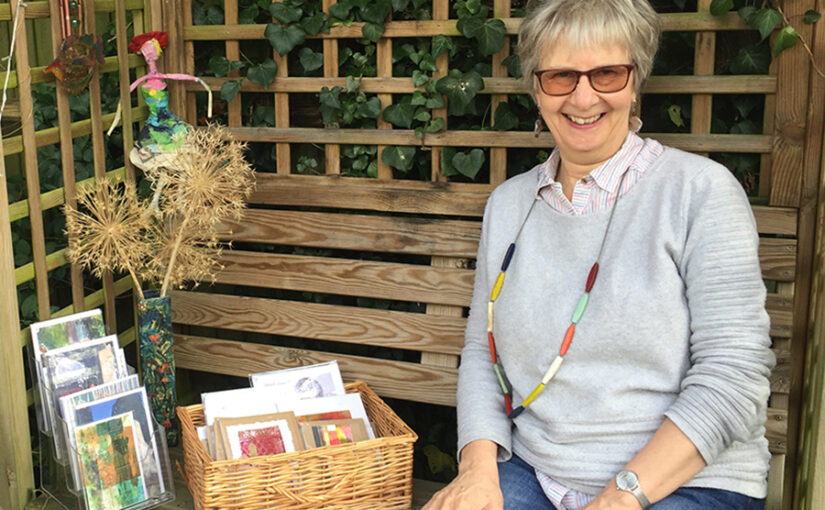 Liz, an artist and supported with her art
