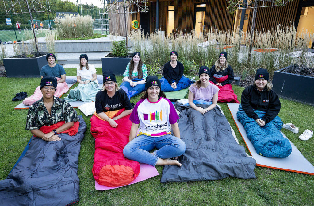 A team from Frasers taking part in a Big Sleep Out for Launchpad