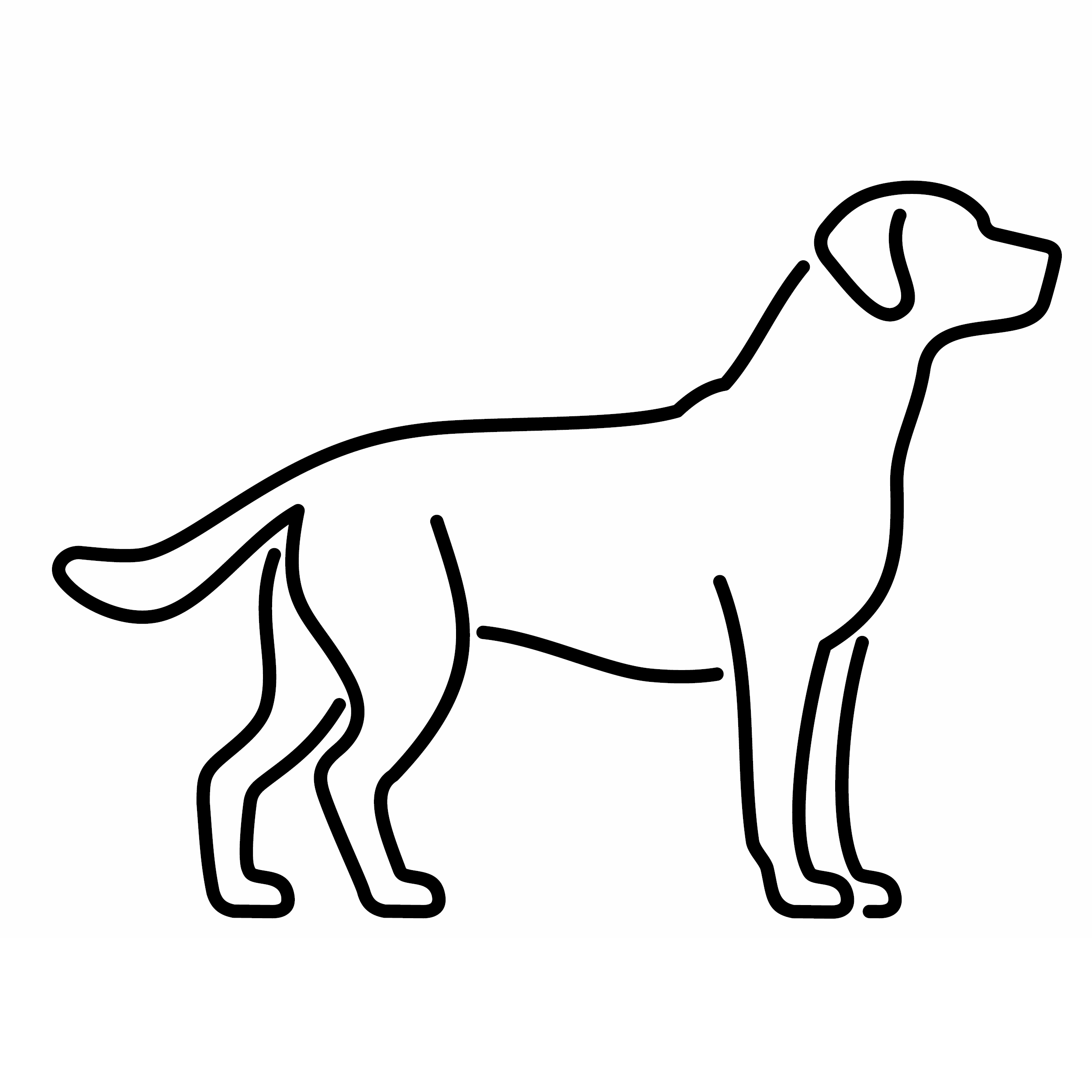Dog outline, used to illustrate Launchpad's Walkies event