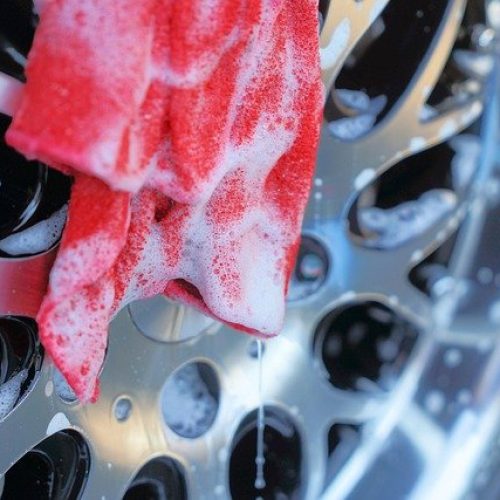 Wheel being cleaned