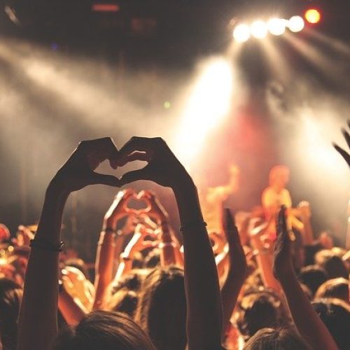 Hands in the air at a gig